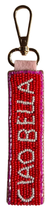 Beaded Keyring - Ciao Bella Red/White