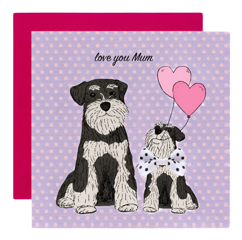 Love You Mum Bow Tie Schnauzer Card