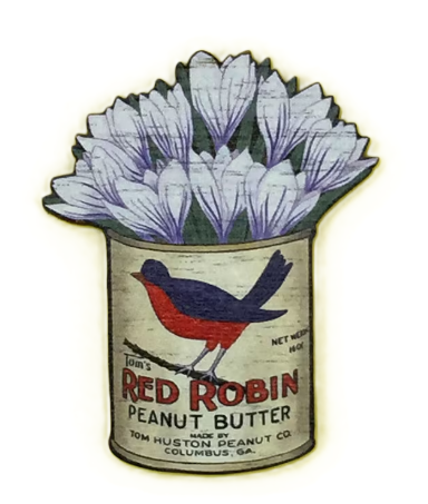 Vintage Flower Crocus Wooden Pin Brooch