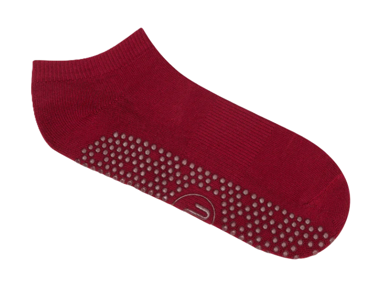 Classic Low Rise Grip Socks - Crimson