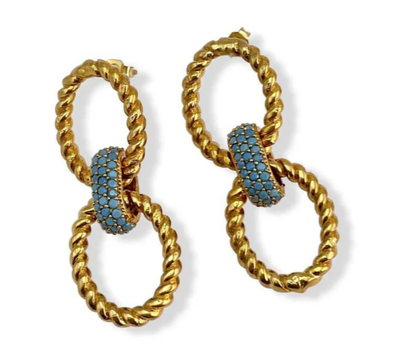 Twisted Cable Drop Earrings - Turquoise
