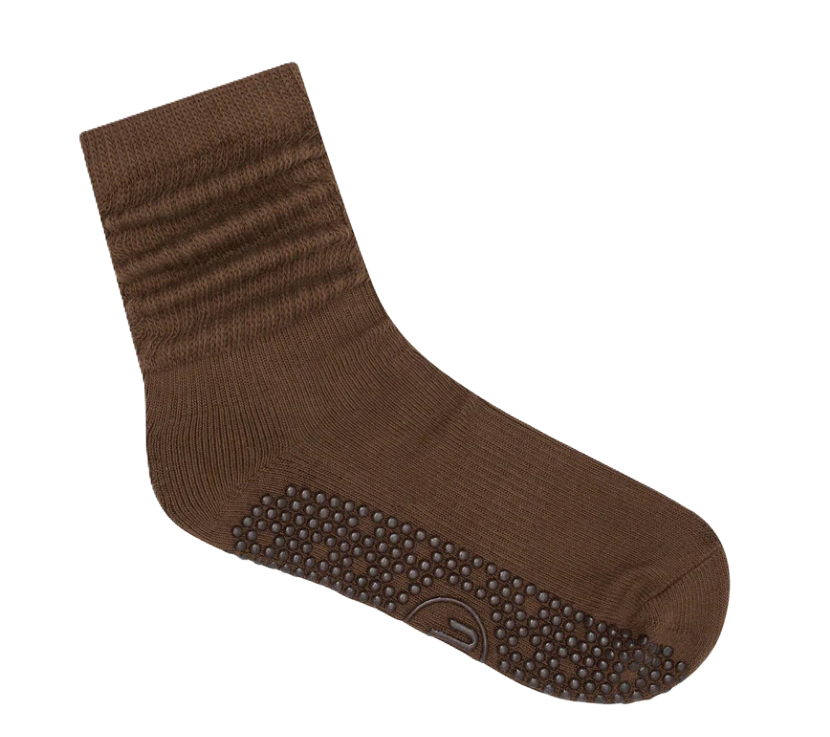Scrunch Grip Socks - Chocolate