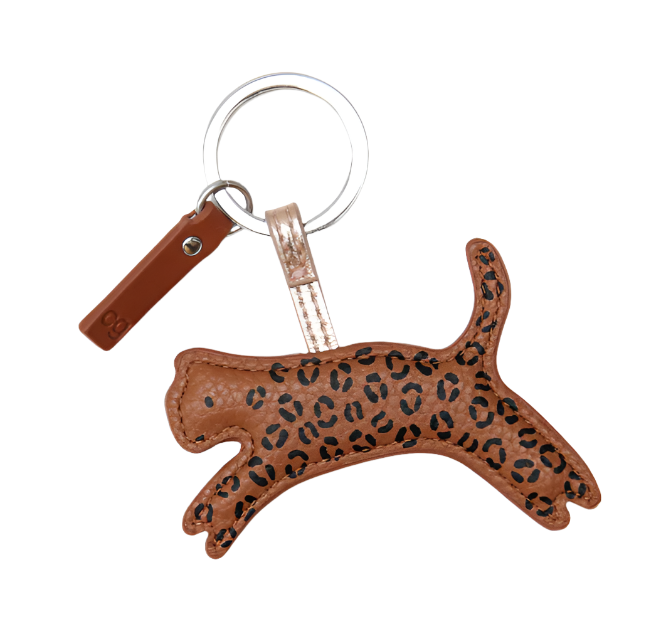 CG Vegan Leather Keyring  - Leaping Leopard