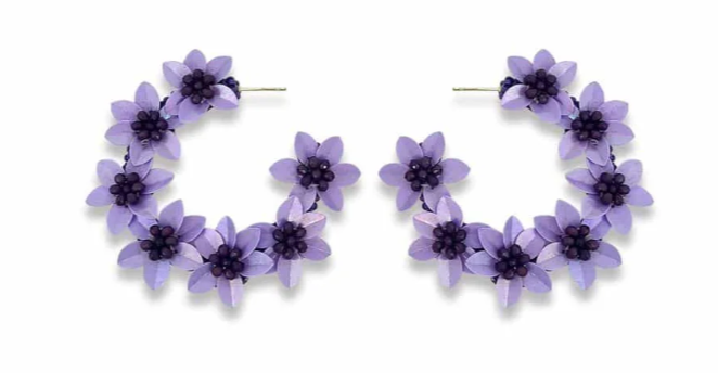 Florence Flower Hoop Earrings - Mauve