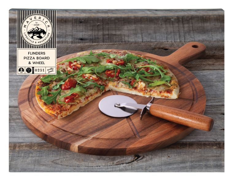 Flinders Pizza Board & Wheel - 2pc Set
