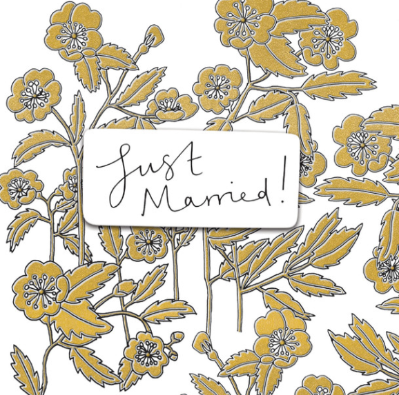 Just Married Card with Gold Foil & Embossing