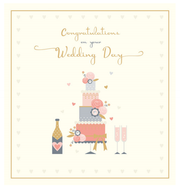 Cake and Champagne Wedding Day Card