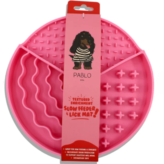 Textured Enrichment Slow Feeding Dish & Lick Mat - Pink
