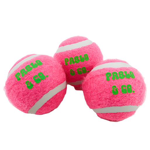 Pack of 3 Squeaky Tennis Balls - Pink