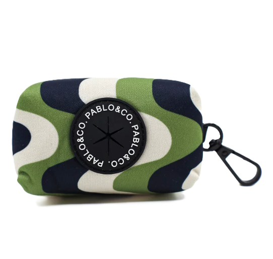 Dog Poop Bag Holder - Navy Wavy