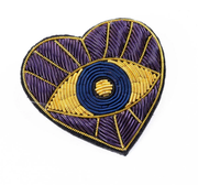 French Embroidered Brooch - Purple Evil Eye