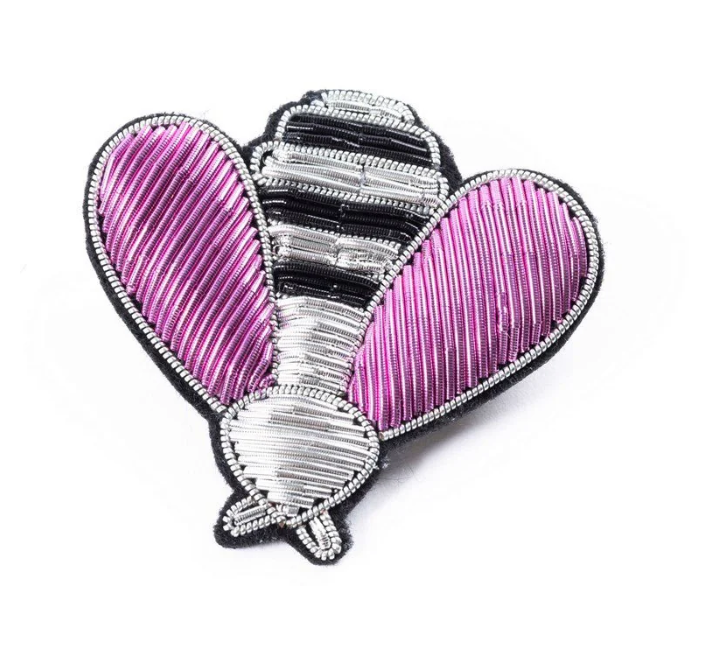 French Embroidered Brooch - Pink Bee