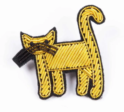 French Embroidered Brooch - Cat