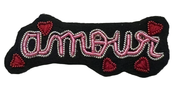 French Embroidered Brooch - Amour