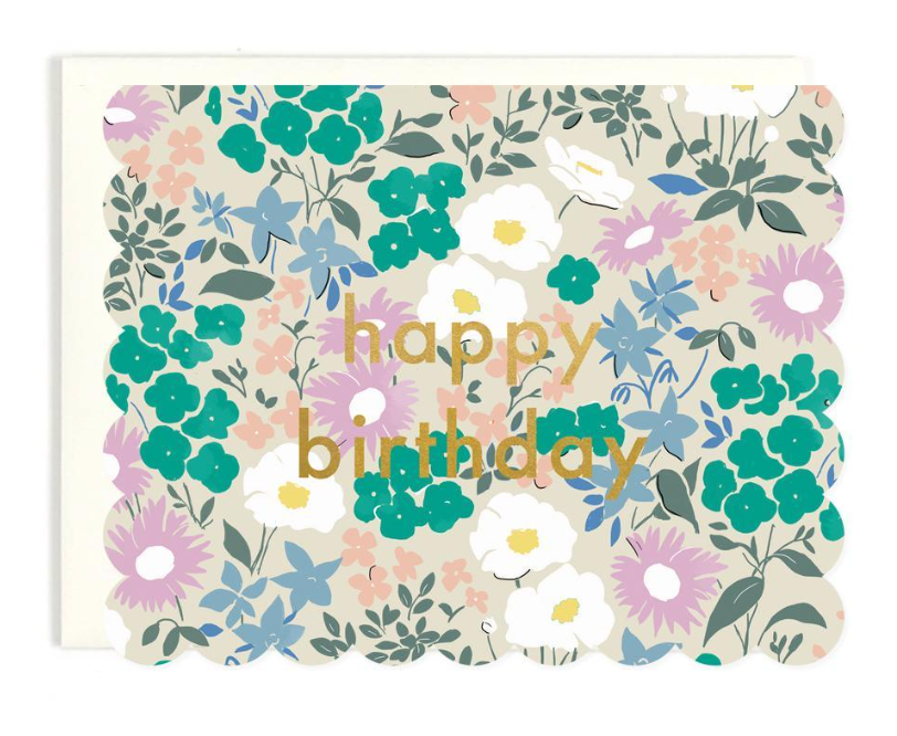 Happy Birthday Scalloped Floral Card