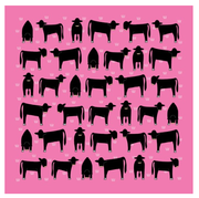 Cotton Hanky - Angus On Pink