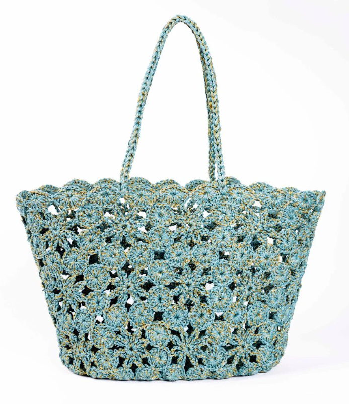 Boheme Crochet Basket - JANE Blue Gold