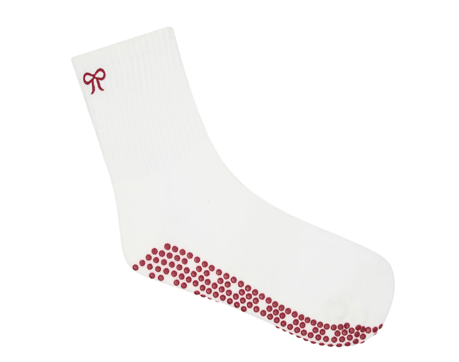 Crew Grip Socks - Whimsy Bow White