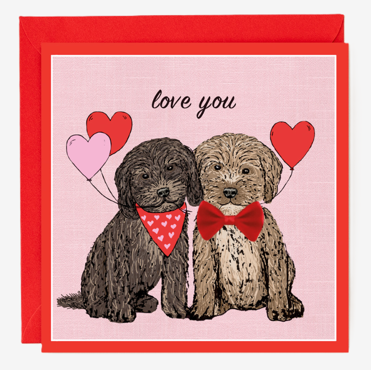Valentine's Card Cockapoo Dog With Ribbon Bow