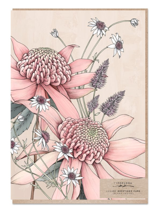 Pink Waratah Portrait Card