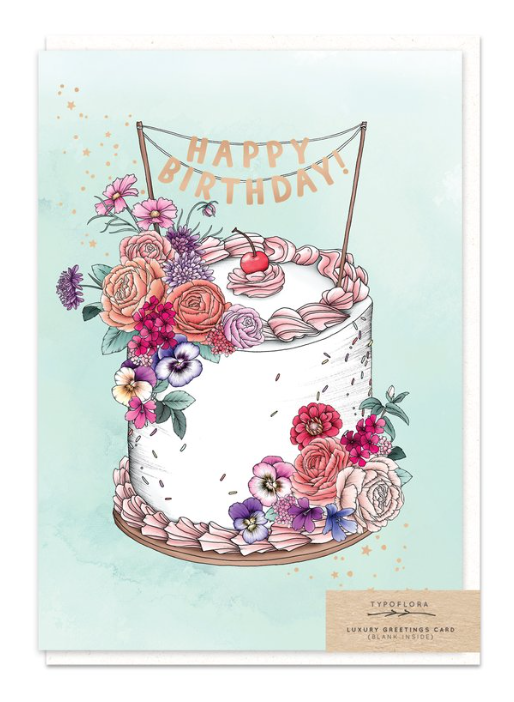 Floral Birthday Cake Card