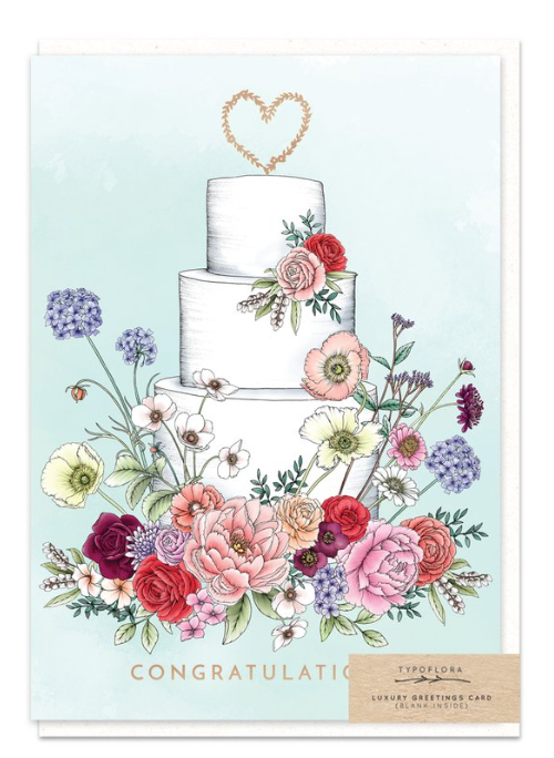 Floral Wedding Cake Card