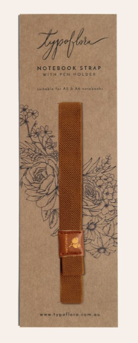 Notebook Strap With Pen Holder In Rust
