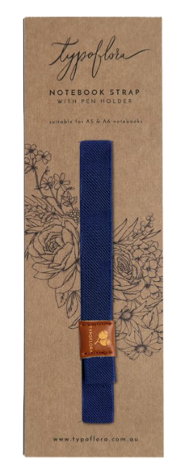 Notebook Strap With Pen Holder In Navy
