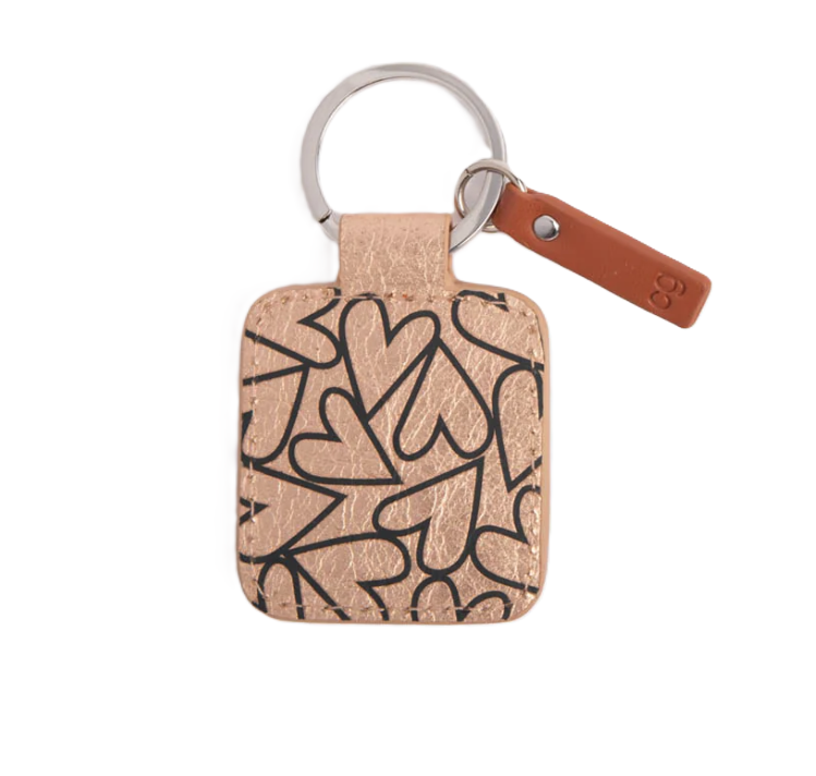 CG Vegan Leather Keyring - Mono Magnet Hearts