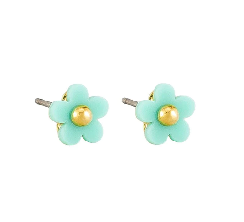 Baby Flower Button Stud Earrings - Gold