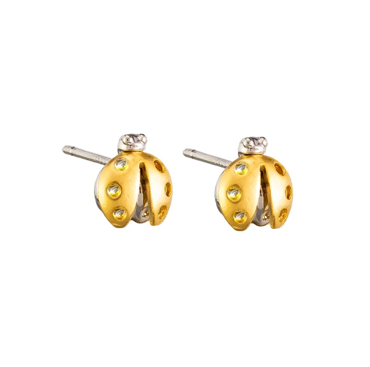Lady Bug Stud Earrings - Gold