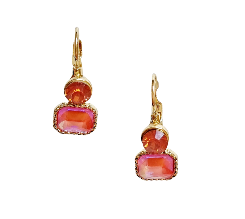 Belinda Gem Drop Earrings - Pink