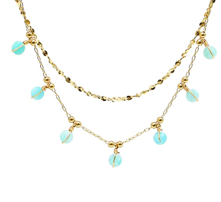 Zag Necklace - Beans,  Amazonite