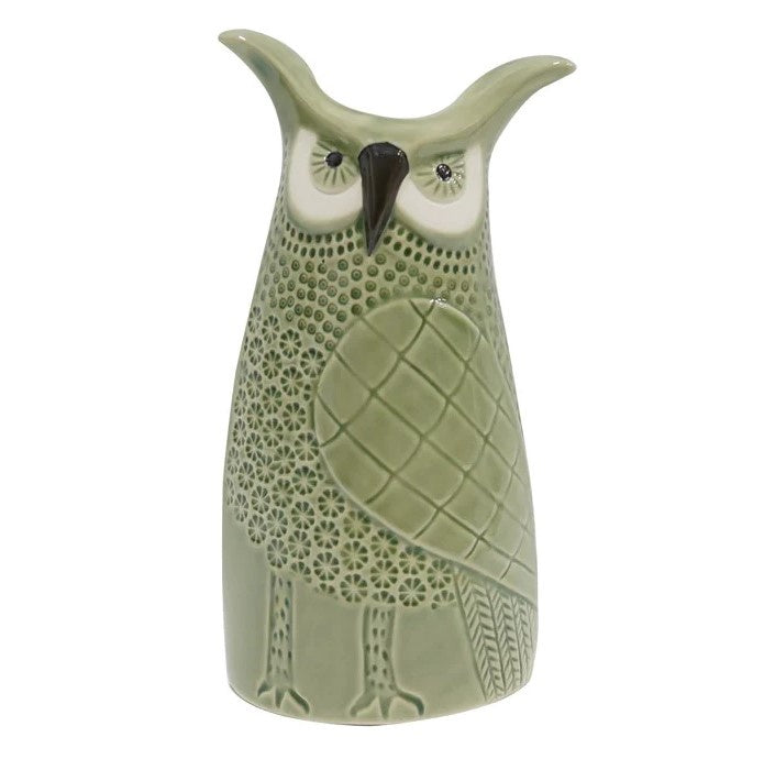 Stone Celedon Owl Tall Vase