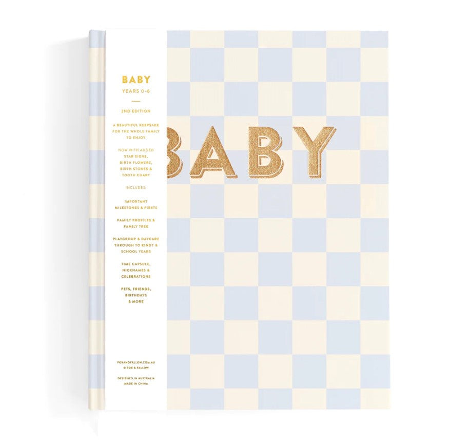 Unboxed Baby Book - Blue Check