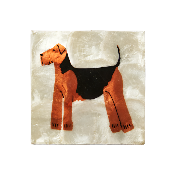 Capiz Shell Art Tile - Pup - Airedale