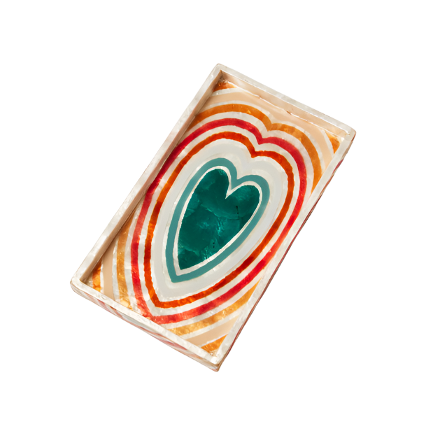 Capiz Shell Art Tray - Golden Heart