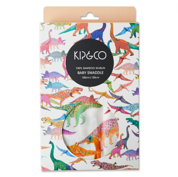 Bamboo Swaddle - Dino Max White