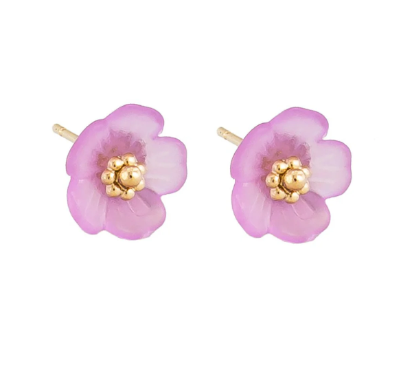Buttercup Stud Earrings, Lilac - Gold