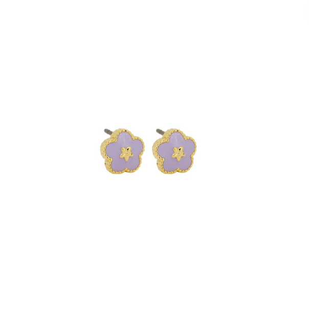 Blossom Stud Earrings, Mauve - Gold