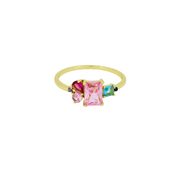 Pink Cluster Crystal Ring