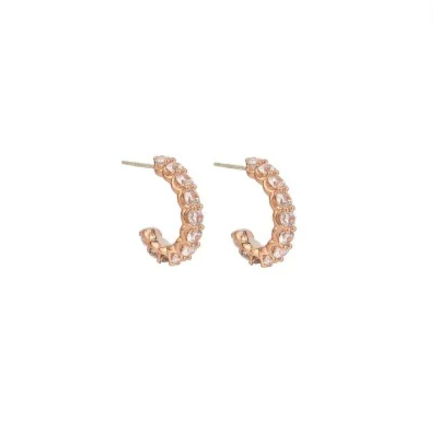 Ascot Crystal Stud Earrings - Rose Gold