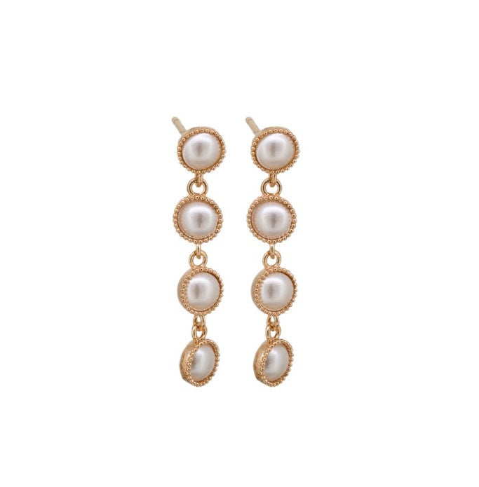 Rosalie Pearl Drop Stud Earrings - Rose Gold