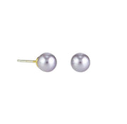 Silvery Pearl Stud Earrings - Silver