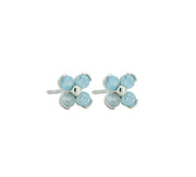 Pacific Flower Stud Earrings, Pale Blue - Silver