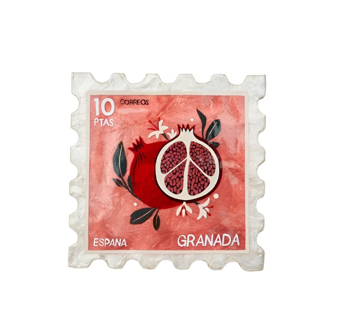 Capiz Shell Art - Fiesta Stamp - Pomegranate