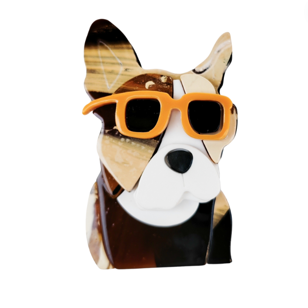 Iris Frenchie Brooch - Brown