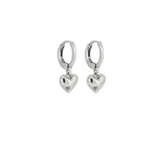 Annie  Heart Huggie Earrings - Silver
