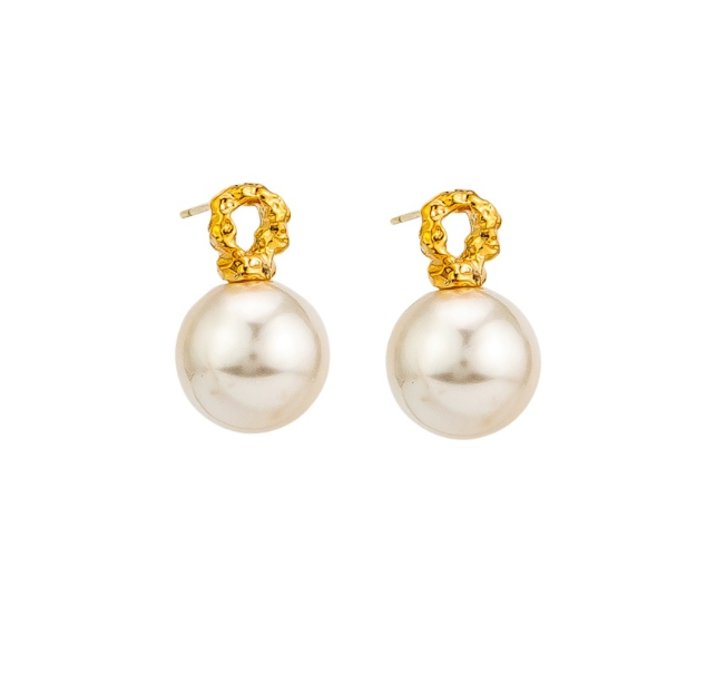 Gold Ring & Pearl Drop Stud Earrings - Gold