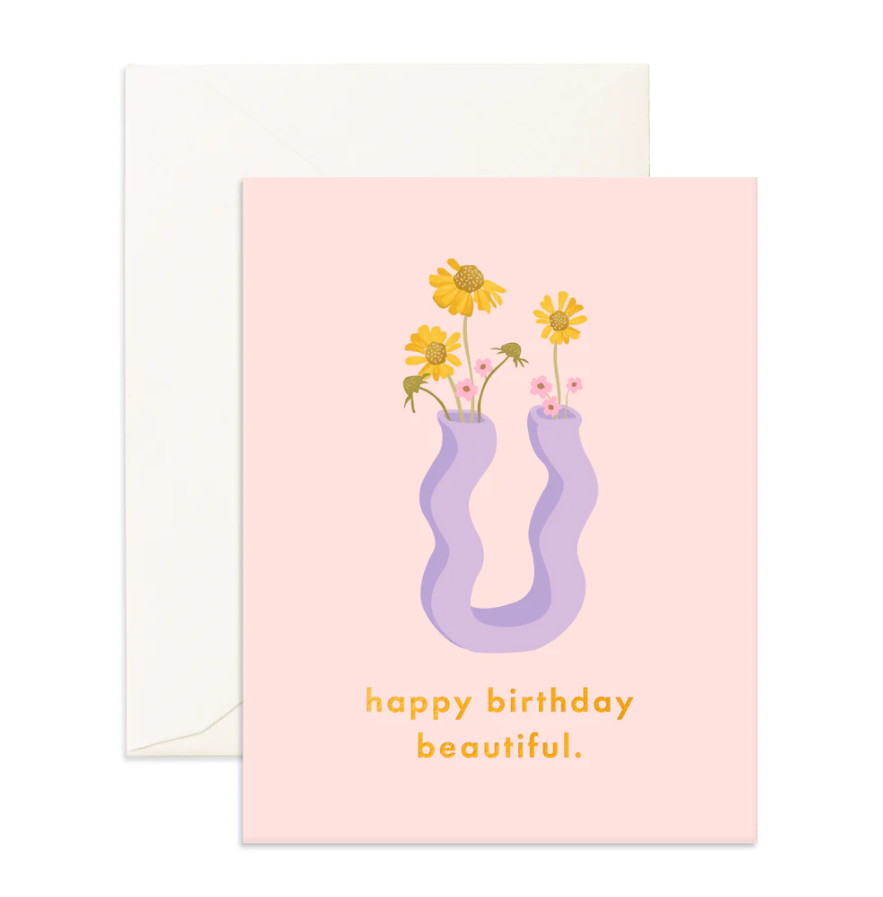 Birthday Beautiful Wiggle Vase Greeting Card
